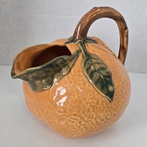 Dansk St. Tropez Orange Water Pitcher Made In Portugal  7 1/2" x 8"